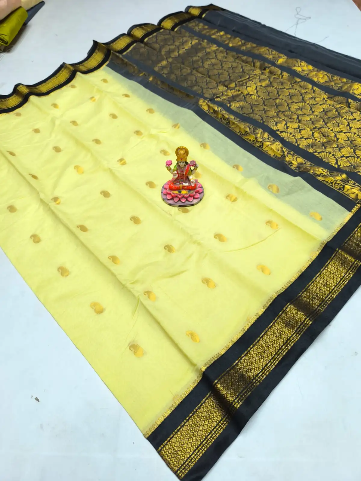 Kuppadam Mango Butta Korvai Silk Cotton Saree